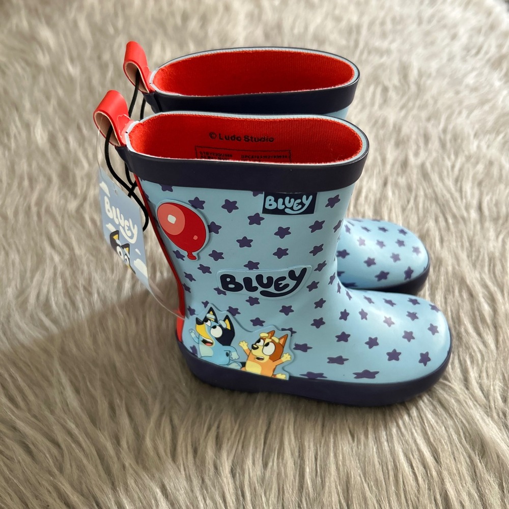 Bluey Ground‎ Up Rain Boots Toddler Girls Size 5-6 Blue Slip On Shoes Boot